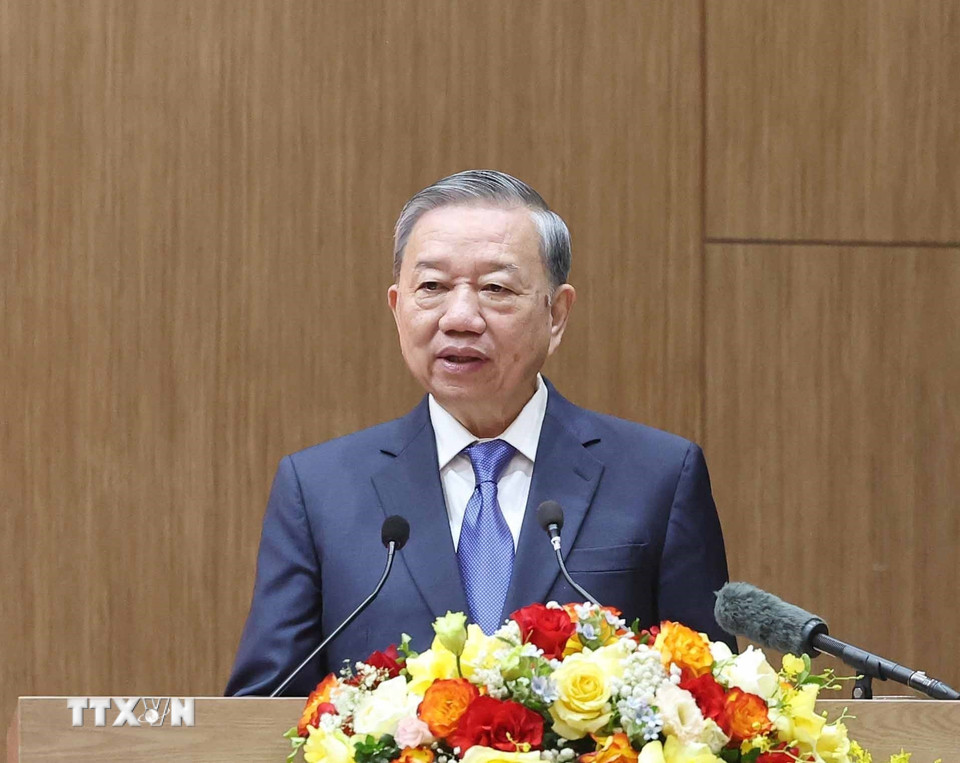 Tổng Bí thư Tô Lâm phát biểu. (Ảnh: Thống Nhất/TTXVN)