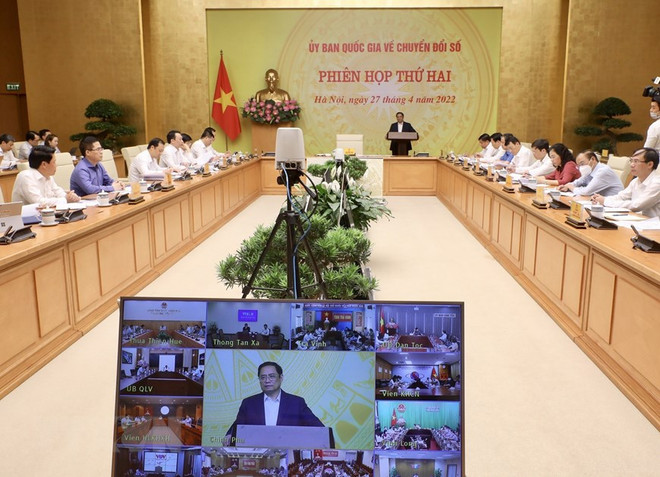 Hội nghị được kết nối trực tuyến đến các tỉnh, thành phố trên cả nước. (Ảnh: Lâm Khánh/TTXVN) Thủ tướng: Chuyển đổi số là động lực thúc đẩy đổi mới sáng tạo ảnh 2