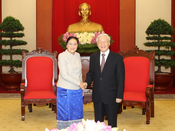 Tổng Bí thư Nguyễn Phú Trọng tiếp Chủ tịch Quốc hội Lào Pany Yathotou ảnh 1