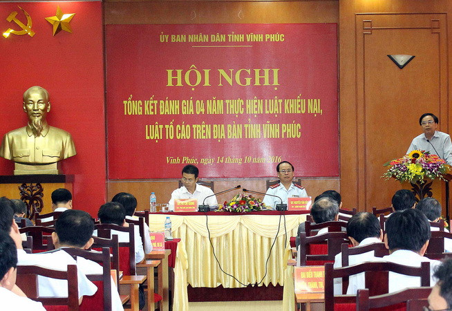 Hội nghị tổng kết, đánh giá 10 năm thi hành Luật khiếu nại, tố cáo trên địa bàn tỉnh Vĩnh Phúc. (Ảnh: Nguyễn Thị Thảo/TTXVN) Khôi phục quyền lợi cho 13.600 công dân qua giải quyết khiếu nại ảnh 1