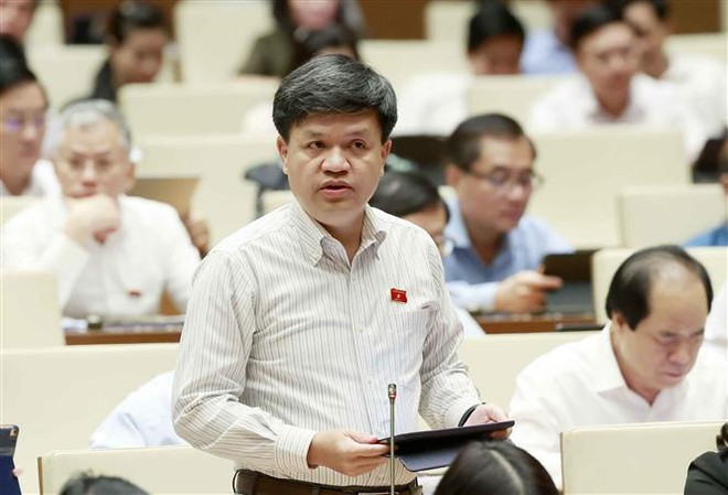 Đại biểu Quốc hội thành phố Hà Nội Tạ Đình Thi phát biểu ý kiến. (Ảnh: Doãn Tấn/TTXVN) Cần có chế tài cụ thể xử lý vi phạm về lấn chiếm đất quốc phòng ảnh 2