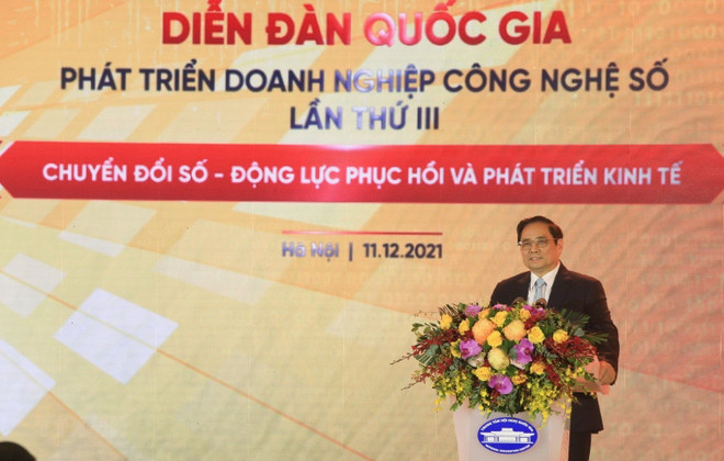 Thủ tướng Chính phủ Phạm Minh Chính phát biểu tại diễn đàn. (Ảnh: Tuấn Anh/TTXVN) Chuyển đổi số Việt Nam năm 2022: Cần thêm cú hích mạnh ảnh 2