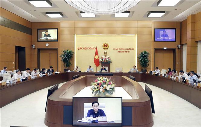 Chủ tịch Quốc hội Vương Đình Huệ phát biểu. (Ảnh: Doãn Tấn/TTXVN) Đánh giá tính khả thi của mục tiêu tăng trưởng GDP năm 2024 ảnh 1
