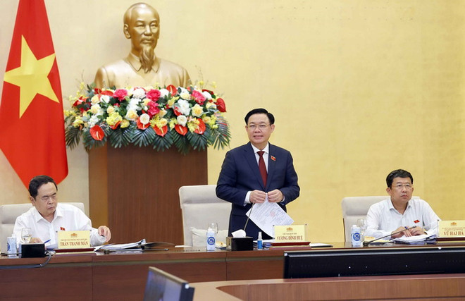 Chủ tịch Quốc hội Vương Đình Huệ phát biểu. (Ảnh: Doãn Tấn/TTXVN) Chuẩn bị tốt nhất cho Hội nghị Nghị sỹ Trẻ Toàn cầu lần thứ 9 ảnh 1