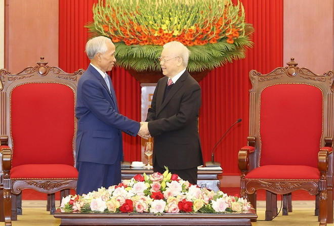 Tổng Bí thư tiếp Đoàn đại biểu cấp cao Ban Tuyên huấn TW Đảng Lào ảnh 1