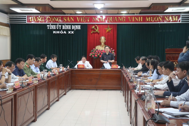 Quang cảnh buổi họp. (Ảnh: Sỹ Thắng/TTXVN) Bình Định xử lý nghiêm người đứng đầu nếu để xảy ra vi phạm IUU ảnh 1