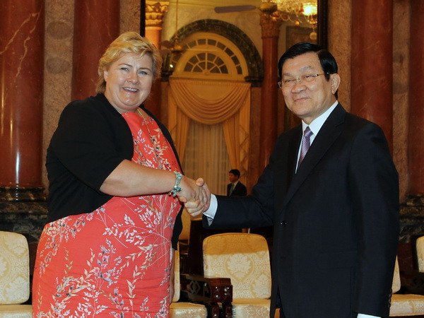 Chủ tịch nước Trương Tấn Sang tiếp Thủ tướng Na Uy Erna Solberg ảnh 1