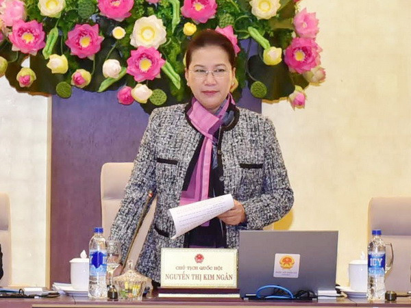 Chủ tịch Quốc hội Nguyễn Thị Kim Ngân phát biểu. (Ảnh: Trọng Đức/TTXVN) Khai mạc phiên họp thứ 30 của Ủy ban Thường vụ Quốc hội ảnh 1