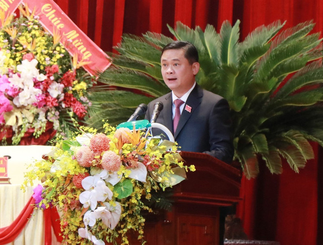Ủy viên Dự khuyết Trung ương Đảng, Bí thư Tỉnh ủy Nghệ An khóa XIX Thái Thanh Quý phát biểu bế mạc đại hội. (Ảnh: Nguyễn Oanh/TTXVN) Nghệ An khai thác tốt tiềm năng, lợi thế, nguồn lực để tạo đột phá ảnh 1