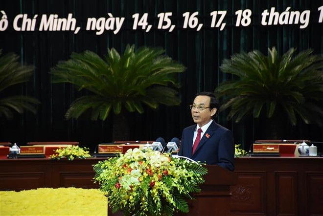 Bí thư Trung ương Đảng, Bí thư Thành ủy Thành phố Hồ Chí Minh nhiệm kỳ 2020-2025 Nguyễn Văn Nên phát biểu nhận nhiệm vụ. (Ảnh: Thanh Vũ/TTXVN) Định hình cung đường vươn tầm cao mới của Thành phố mang tên Bác ảnh 1