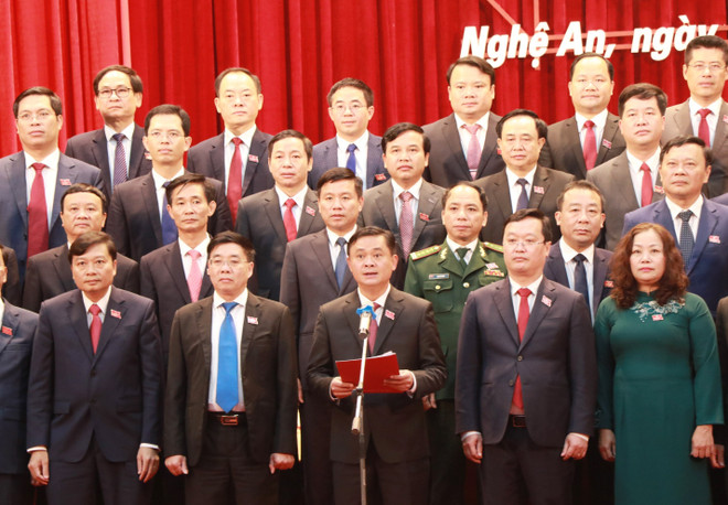 Ủy viên Dự khuyết Trung ương Đảng Thái Thanh Quý, Bí thư Tỉnh ủy Nghệ An khóa XIX phát biểu ra mắt Ban Chấp hành Đảng bộ tỉnh Nghệ An khóa XIX, nhiệm kỳ 2020-2025. (Ảnh: Nguyễn Oanh/TTXVN) Nghệ An khai thác tốt tiềm năng, lợi thế, nguồn lực để tạo đột phá ảnh 3