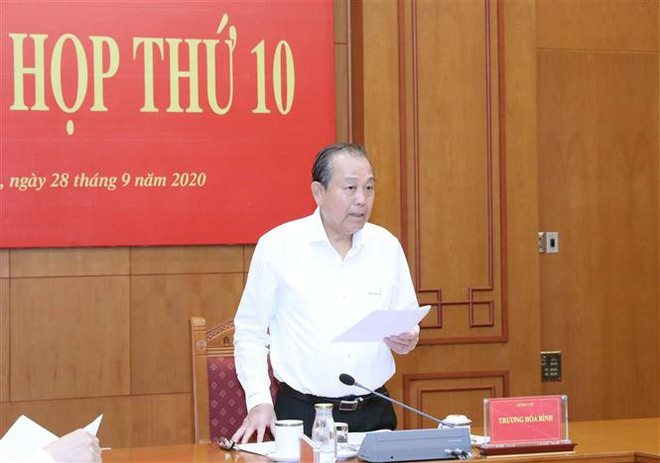 Phó Thủ tướng Thường trực Chính phủ, Phó Trưởng Ban Chỉ đạo Trương Hòa Bình chủ trì phiên họp. (Ảnh: Phương Hoa/TTXVN) Phiên họp thứ 10 Ban Chỉ đạo Cải cách tư pháp Trung ương ảnh 3
