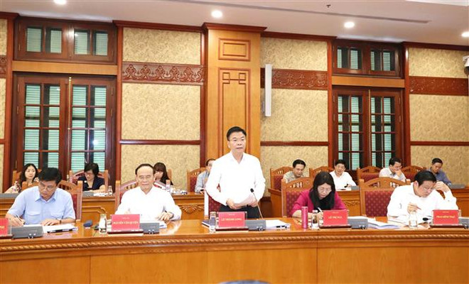 Bộ trưởng Bộ Tư pháp Lê Thành Long. (Ảnh: Phương Hoa/TTXVN) Phiên họp thứ 10 Ban Chỉ đạo Cải cách tư pháp Trung ương ảnh 2