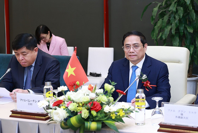 Thủ tướng Phạm Minh Chính phát biểu. (Ảnh: Dương Giang/TTXVN) Thủ tướng Phạm Minh Chính tiếp Đoàn các tổ chức kinh tế Nhật Bản ảnh 2