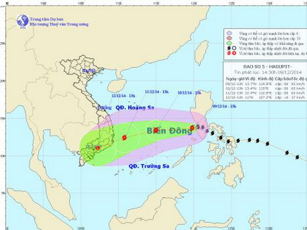 Bão Hagupit đã đi vào Biển Đông và trở thành cơn bão số 5 ảnh 1