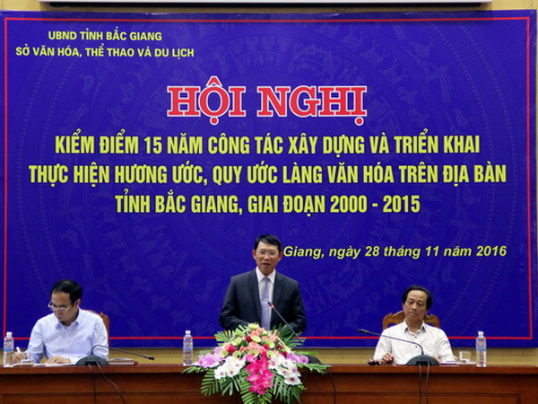 Quang cảnh hội nghị. (Ảnh: Việt Hùng/TTXVN) Bắc Giang phát huy vai trò hương ước, quy ước ở cộng đồng dân cư ảnh 1