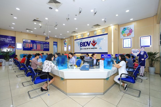 Khách hàng giao dịch tại BIDV. (Ảnh: Vietnam+) Tổ chức Moody’s tăng định hạng tiền gửi ngoại tệ của BIDV ảnh 1