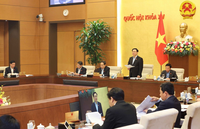 Chủ tịch Quốc hội Vương Đình Huệ phát biểu khai mạc. (Ảnh: Nhan Sáng/TTXVN) ttxvn_chu tich quoc hoi2.jpg