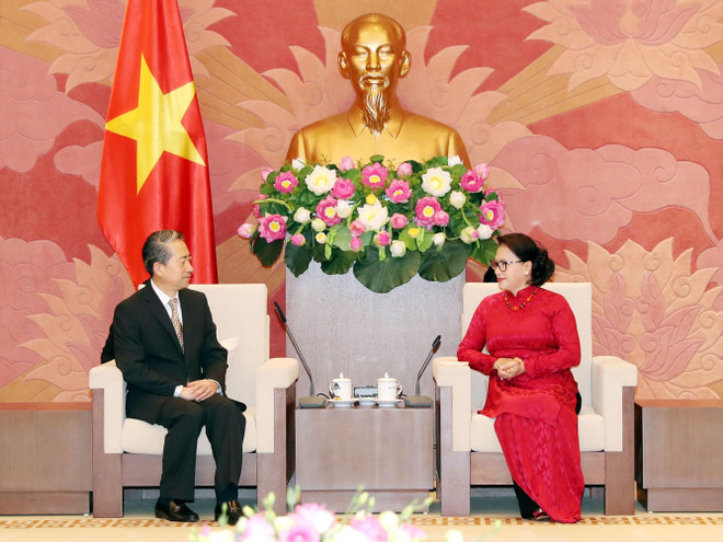 Chủ tịch Quốc hội Nguyễn Thị Kim Ngân tiếp Đại sứ Trung Quốc Hùng Ba ảnh 1