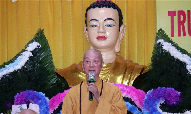 Đức quyền Pháp chủ Giáo hội Phật giáo Việt Nam Thích Trí Quảng . (Ảnh: Xuân Khu/TTXVN) Lắng lòng thông điệp Phật đản Phật lịch 2566, dương lịch 2022 ảnh 1