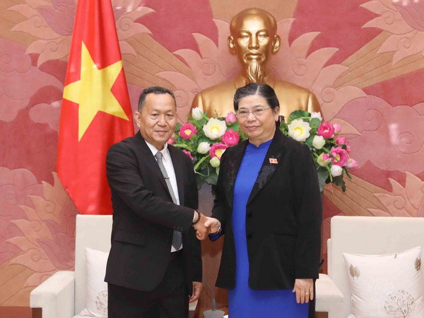 Phó Chủ tịch Quốc hội Tòng Thị Phóng tiếp Đoàn Thông tấn xã Pathet Lào ảnh 1