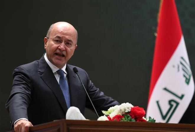 Tổng thống Iraq Barham Saleh. (Ảnh: AFP/TTXVN) Tổng thống Iraq Barham Salih kêu gọi Mỹ và Iran giảm căng thẳng ảnh 1