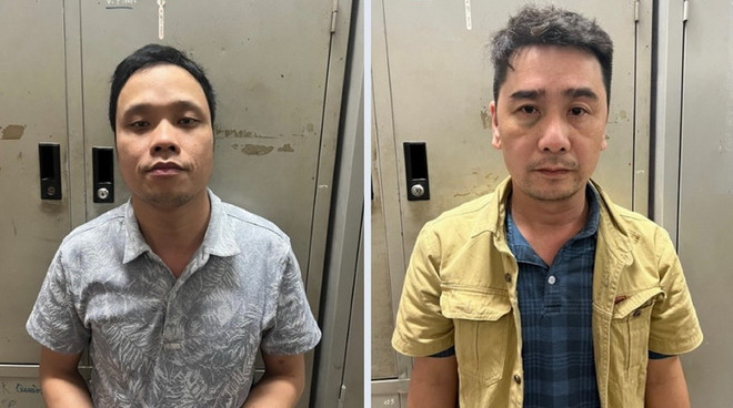 Đối tượng Bùi Minh Ngọc (trái), Nguyễn Trung Sáng. (Ảnh: TTXVN phát) Bắt 2 đối tượng lợi dụng danh nghĩa nhà báo để cưỡng đoạt tài sản ảnh 1