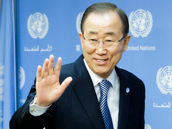 Tổng thư ký Liên hợp quốc Ban Ki-moon. (Nguồn: EPA/TTXVN) Tổng thư ký Ban Ki-moon chào từ biệt nhân viên Liên hợp quốc ảnh 1