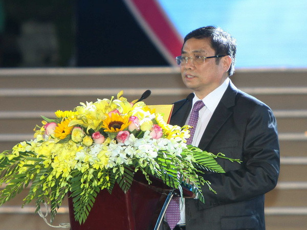Ông Phạm Minh Chính Ủy viên Bộ Chính trị, Bí thư Trung ương Đảng, Trưởng Ban Tổ chức Trung ương phát biểu tại lễ kỷ niệm. (Ảnh: Thanh Tùng/TTXVN) Thúc đẩy quan hệ đối tác hợp tác chiến lược toàn diện Việt-Trung ảnh 1