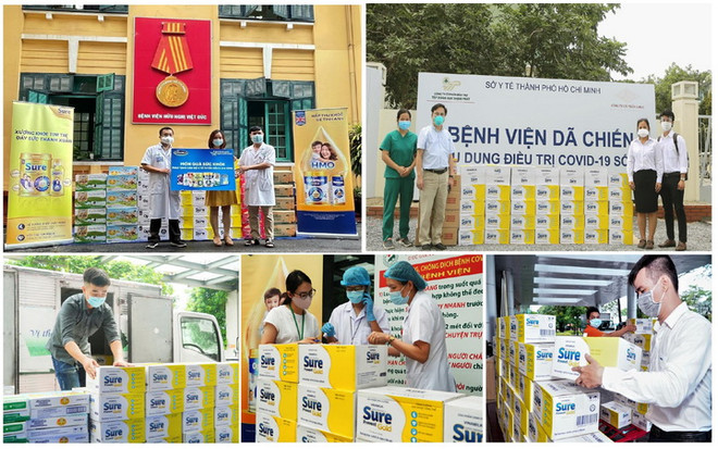 Nhiều hoạt động đồng hành, tiếp sức y tế tuyến đầu đã được Vinamilk triển khai xuyên suốt trên cả nước trong giai đoạn chống dịch cao điểm vừa qua. (Nguồn: Vinamilk) Vinamilk Sure Prevent Gold tri ân những chiến sỹ áo trắng ảnh 10