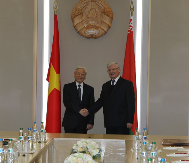 Tổng Bí thư Nguyễn Phú Trọng hội kiến Chủ tịch Thượng viện Belarus ảnh 1