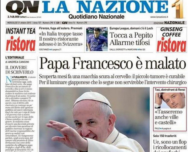 Báo Italy: Giáo hoàng Francis I bị một khối u trong não ảnh 1