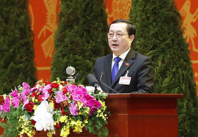 Ủy viên Trung ương Đảng, Bộ trưởng Bộ Khoa học và Công nghệ Huỳnh Thành Đạt trình bày tham luận. (Ảnh: TTXVN) Phát triển mạnh mẽ khoa học, công nghệ, xây dựng Chính phủ điện tử ảnh 1