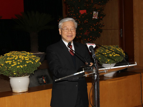 Tổng Bí thư chúc Tết cán bộ của Văn phòng Trung ương Đảng ảnh 1