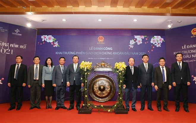 Chứng khoán ngập sắc xanh trong phiên giao dịch đầu năm 2021 ảnh 1