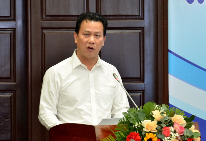 Ủy viên Trung ương Đảng, Bộ trưởng Bộ Tài nguyên và Môi trường Đặng Quốc Khánh phát biểu tại Hội thảo. (Ảnh: Quốc Dũng/TTXVN) Đẩy mạnh ứng phó với biến đổi khí hậu tại miền Trung và Tây Nguyên ảnh 1