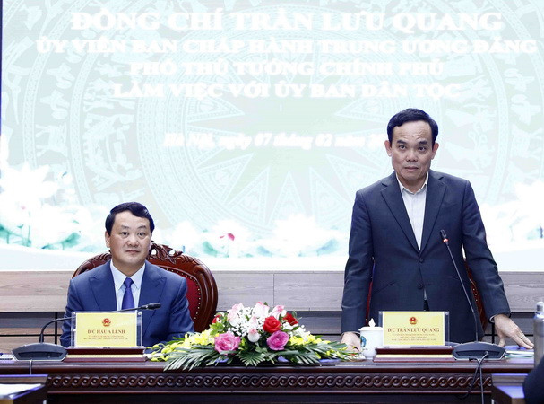 Phó Thủ tướng Trần Lưu Quang làm việc với Ủy ban Dân tộc ảnh 1