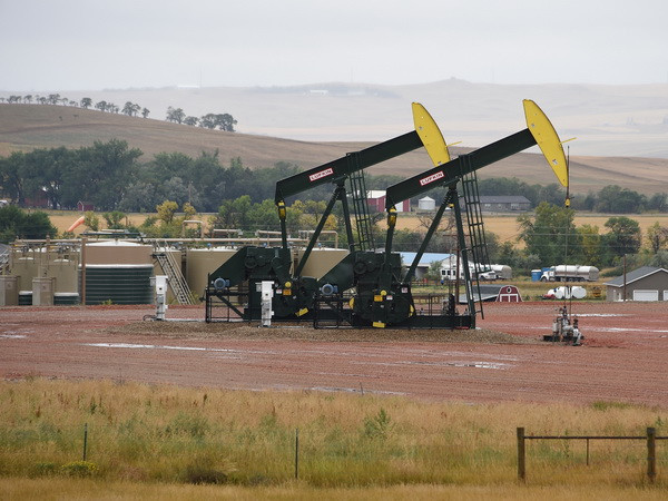 Máy bơm dầu tại cơ sở khai thác dầu Bakken Shale gần Williston, Bắc Dakota, Mỹ. (Nguồn: AFP/TTXVN) Giá dầu có thể lên 55 USD mỗi thùng nếu OPEC cắt giảm sản lượng ảnh 1