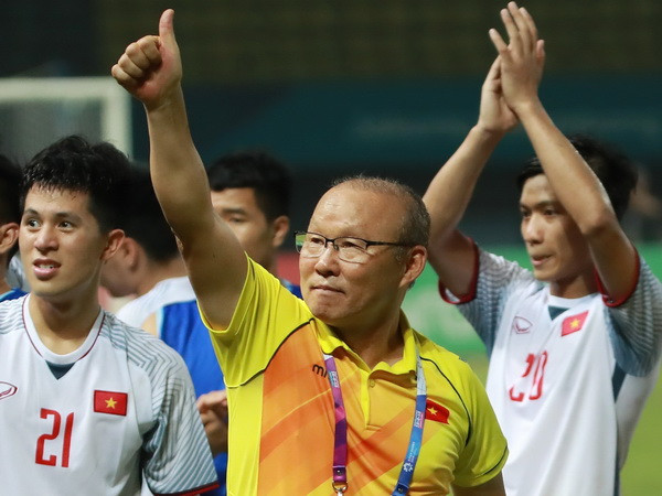 Huấn luyện viên Park Hang Seo sau trận đấu giữa Olympic Việt Nam và Olympic Syria. (Nguồn: Yonhap/TTXVN) Thừa nhận kế hoạch bất thành trước Hàn Quốc, Việt Nam quyết thắng UAE ảnh 1
