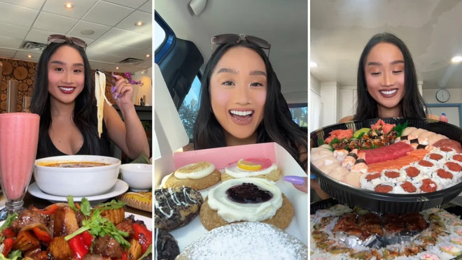 Rosemarie Dehesa thường đăng video mukbang lành mạnh để kết nối với người có chung niềm quan tâm trên thế giới. (Nguồn: CNN) Screenshot_8.jpg