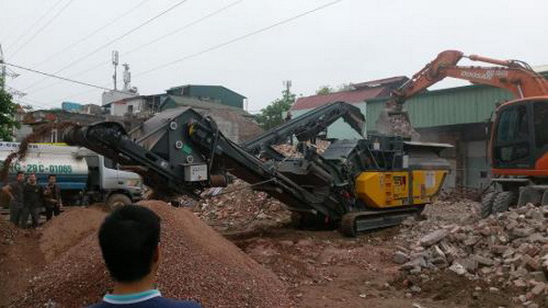 Hà Nội vận hành thử dây chuyền nghiền phế thải xây dựng tại chỗ ảnh 1