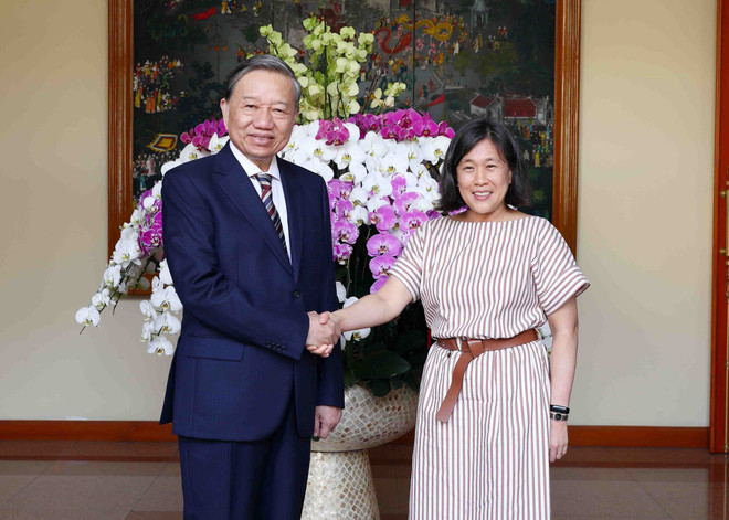 Bộ trưởng Tô Lâm tiếp Đại diện Thương mại Hoa Kỳ Katherine Tai ảnh 1