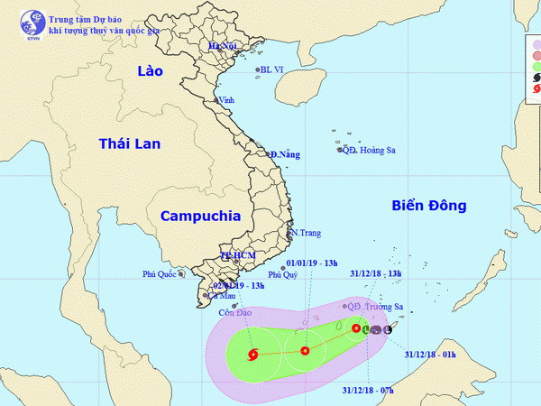 Áp thấp đã mạnh lên thành áp thấp nhiệt đới trên Biển Đông ảnh 1