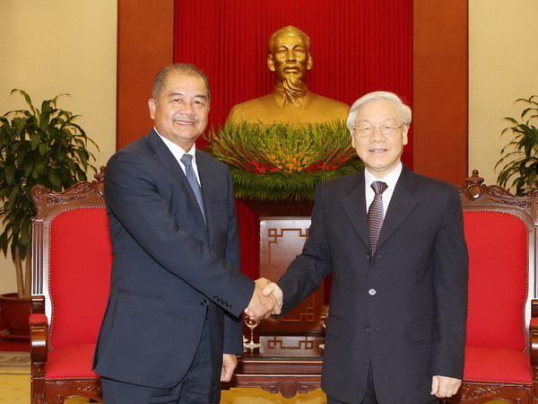 Tổng Bí thư Nguyễn Phú Trọng tiếp Đoàn đại biểu Đảng NDCM Lào ảnh 1