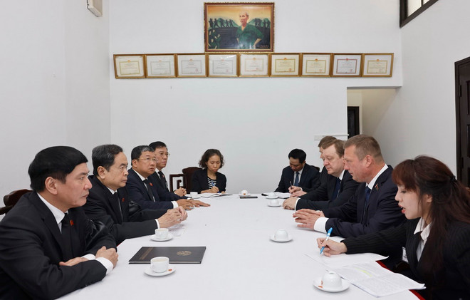 Quang cảnh buổi tiếp. (Ảnh: Doãn Tấn/TTXVN) ttxvn_2607_tran thanh man belarus (2).jpg