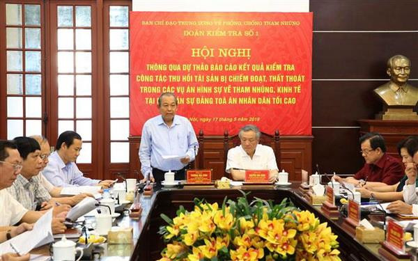 Phó Thủ tướng Thường trực Chính phủ Trương Hòa Bình phát biểu. (Ảnh: TTXVN phát) Tăng cường thu hồi tài sản tham nhũng thông qua hoạt động xét xử ảnh 1