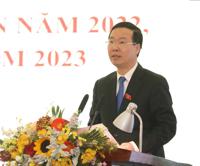 Ủy viên Bộ Chính trị, Thường trực Ban Bí thư Võ Văn Thưởng phát biểu chỉ đạo hội nghị. (Ảnh: Phương Hoa/TTXVN) 'Công tác dân vận phải bám sát cơ sở, tạo niềm tin trong dân' ảnh 2