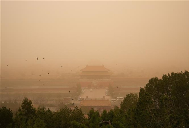 Trung Quốc: Thủ đô Bắc Kinh chìm trong cát bụi ô nhiễm ảnh 1