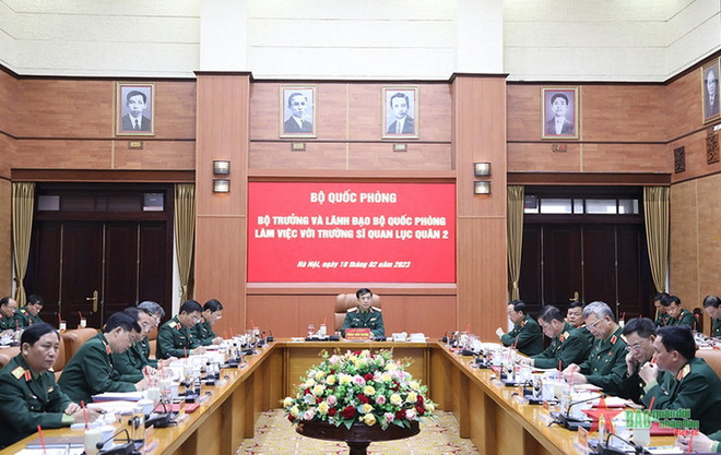 Đại tướng Phan Văn Giang làm việc với Trường Sỹ quan Lục quân 2 ảnh 1