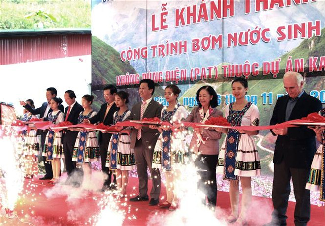 Hà Giang khánh thành công trình bơm nước sinh hoạt không dùng điện ảnh 1